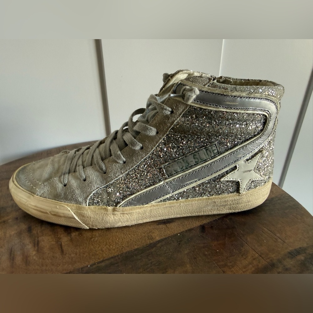 Golden Goose Silver Glitter Slides - Picture 9 of 15